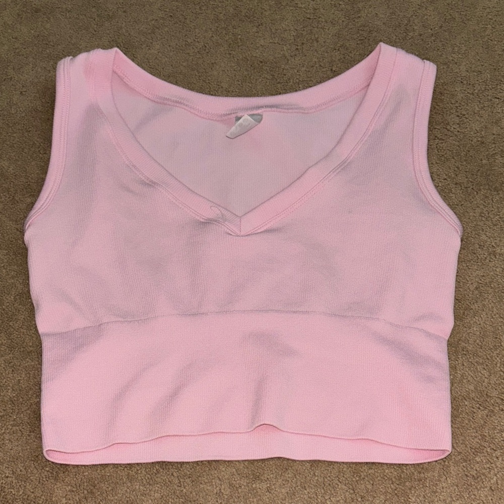 Pink V-Neck Crop Top